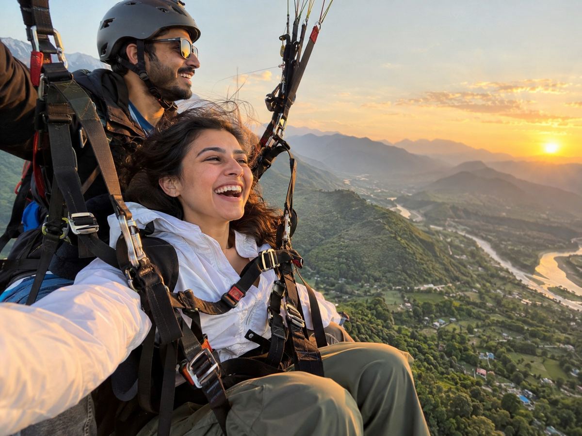Couple on an adventure honeymoon