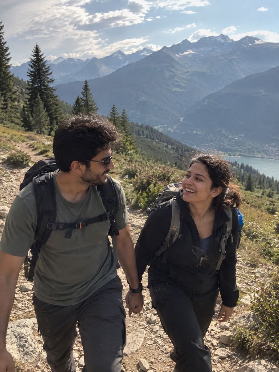 Couple exploring together on their honeymoon